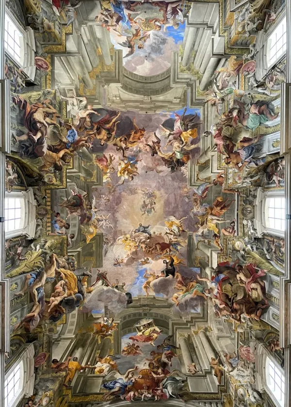 An illusionistic church ceiling fresco